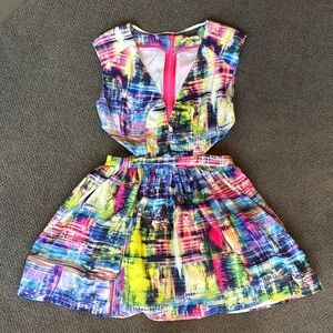 Mustard Seed Yellow Pink Plunge Sundress Casual